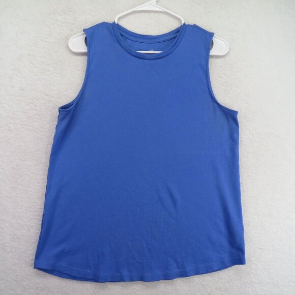 J. Jill Perfect Pima Sleeveless Tee Womens Medium 100% Pima Cotton Blue - Picture 1 of 9